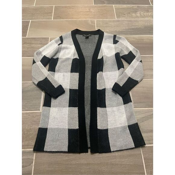 Soho apparel long lined open front buffalo check cardigan size small - Picture 1 of 5